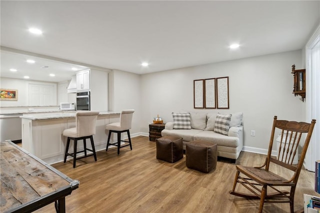 living room featuring light hardwood / wood-style floors