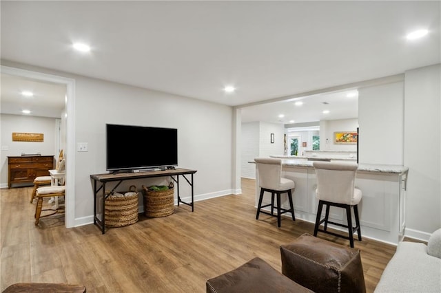 living room featuring light hardwood / wood-style flooring