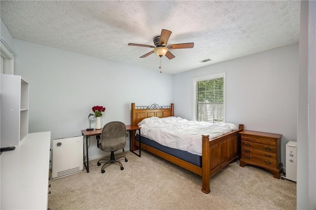 2507 Albion Farm Way, Duluth, GA 30097 - bedroom featuring light carpet, a textured ceiling, ceiling fan, and fridge