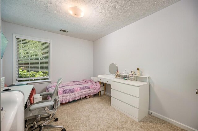 2507 Albion Farm Way, Duluth, GA 30097 - bedroom featuring a desk, light carpet, and a textured ceiling