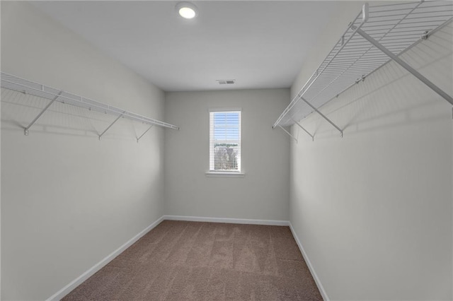 walk in closet with carpet floors and visible vents