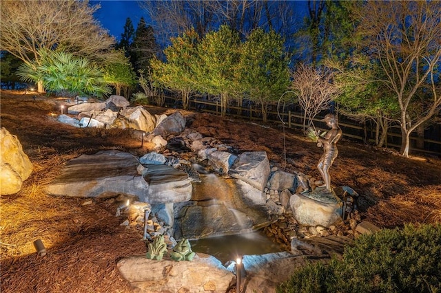 details with a garden pond