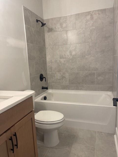 129 Silvercrest Dr, Acworth, GA 30101 - full bath featuring toilet, vanity, tub / shower combination, and tile patterned flooring