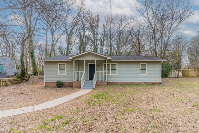 view of single story home