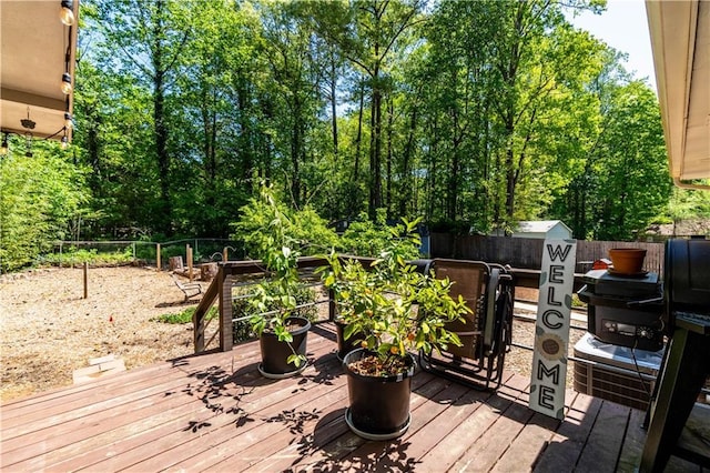 deck featuring a fenced backyard