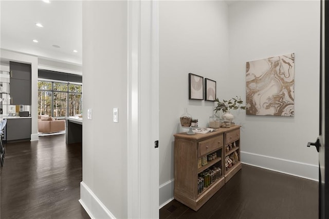 hall featuring dark hardwood / wood-style flooring