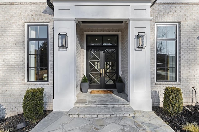 property entrance with french doors