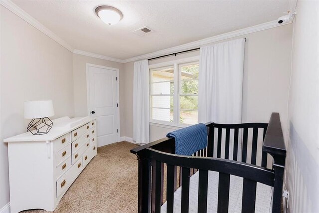 1233 Bethlehem Rd, Statham, GA 30666 - bedroom with light colored carpet, crown molding, and baseboards