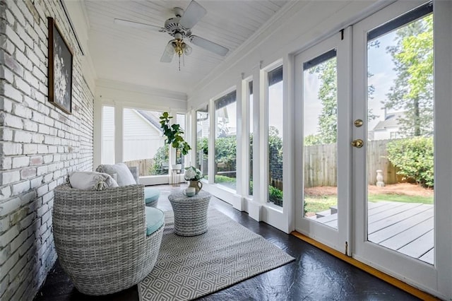 2007 Mount Vernon Pl, Dunwoody, GA 30338 - sunroom featuring plenty of natural light, brick wall, ornamental molding, and wood finished floors