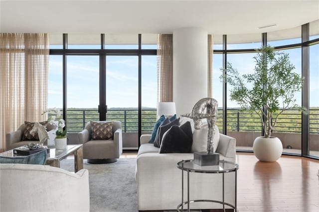 living room with wood-type flooring