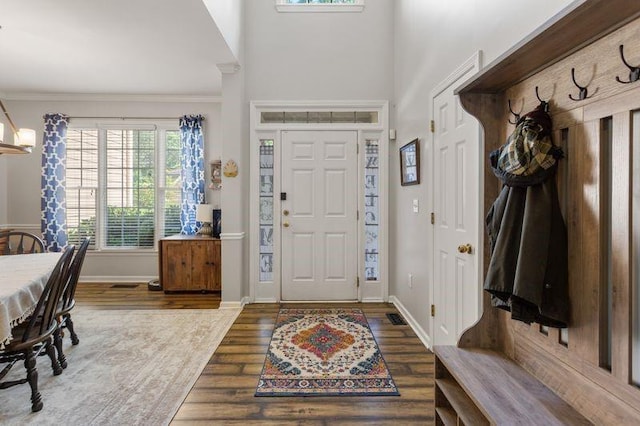 foyer entrance with wood-type flooring