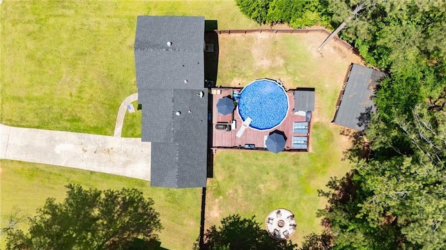 aerial view of a pool
