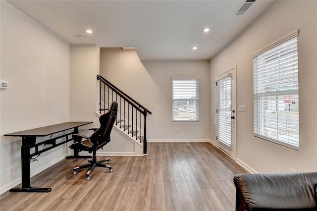 office featuring light hardwood / wood-style floors