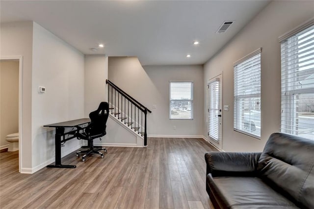 office featuring light hardwood / wood-style floors