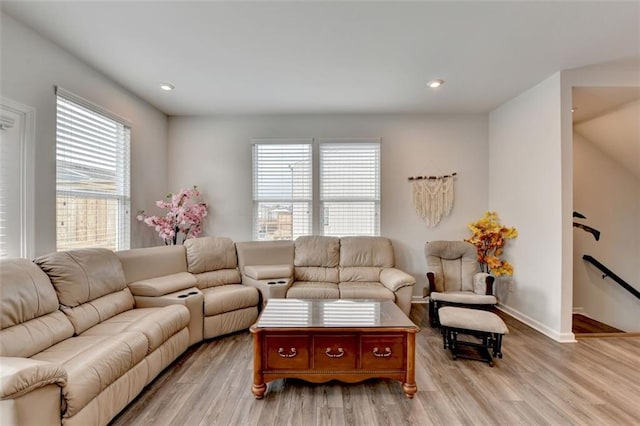 living room featuring light hardwood / wood-style flooring