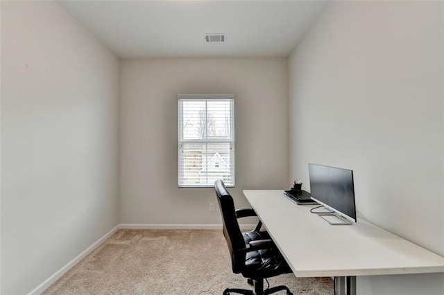 view of carpeted office space