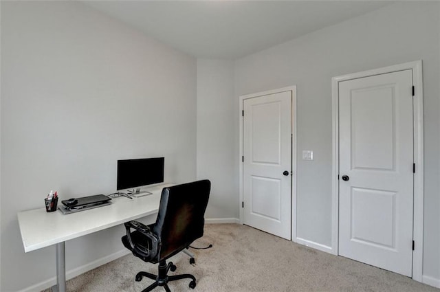 view of carpeted office space