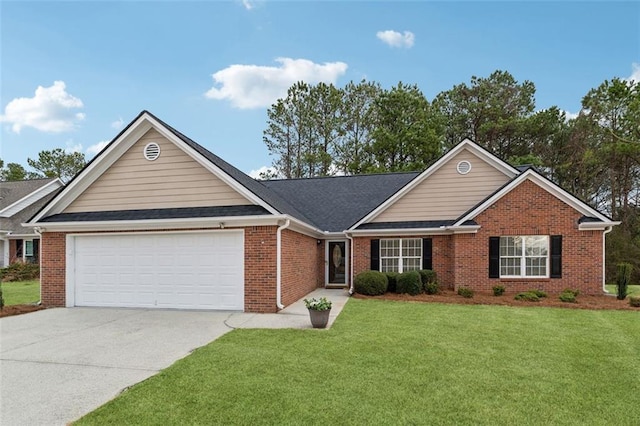 view of front of home featuring a garage and a front yard