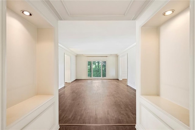2769 Peachtree Rd NE Unit 7, Atlanta, GA 30305 - corridor featuring wood finished floors, ornamental molding, and recessed lighting