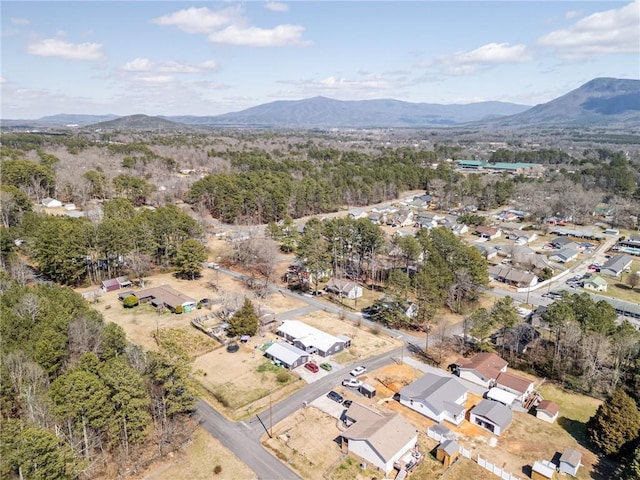 drone / aerial view with a mountain view and a residential view