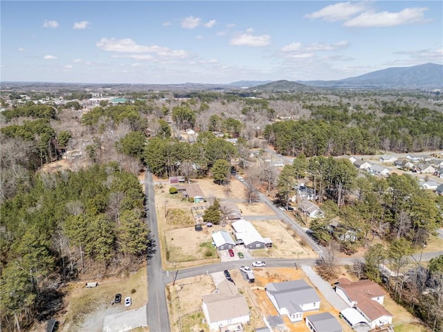 birds eye view of property with a mountain view