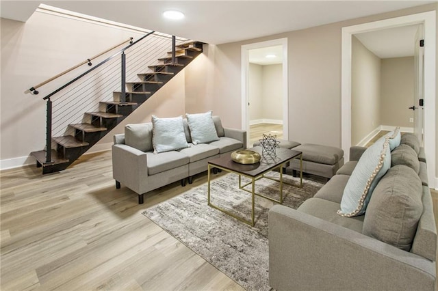 1510 Mims St SW, Atlanta, GA 30314 - living area with stairway, wood finished floors, and baseboards