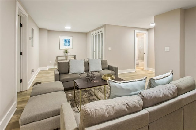 living room featuring light hardwood / wood-style floors