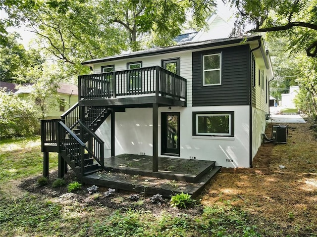 1510 Mims St SW, Atlanta, GA 30314 - rear view of house featuring a deck, stairs, and central AC