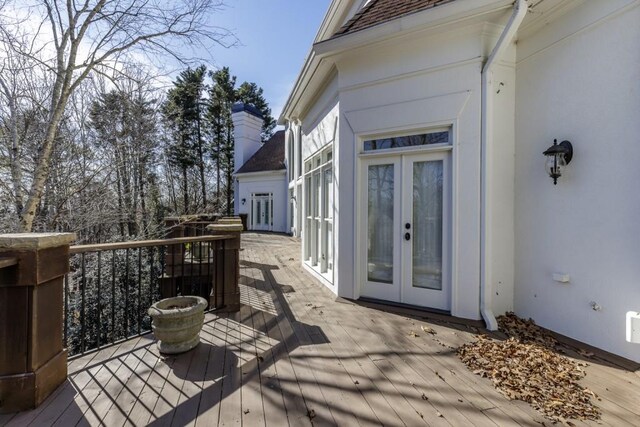 wooden terrace with french doors