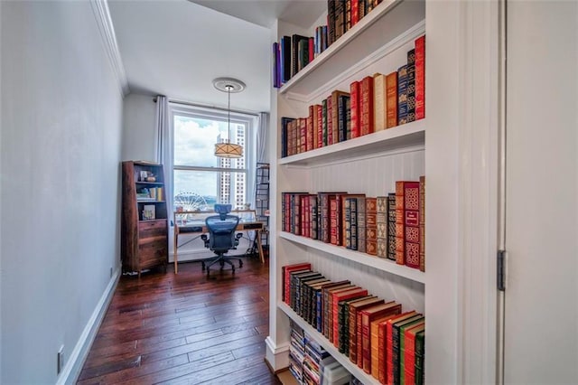 57 Forsyth St NW Unit 12B, Atlanta, GA 30303 - sitting room with an office area, hardwood / wood-style floors, baseboards, and ornamental molding