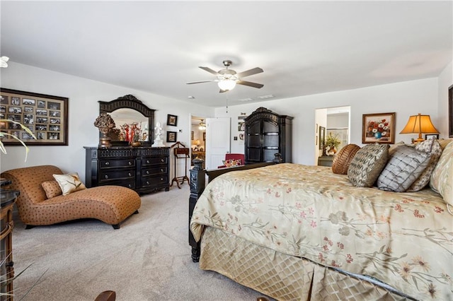 bedroom with carpet floors and ceiling fan