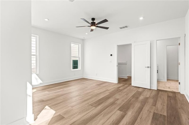 490 Hammons Way, Atlanta, GA 30315 - unfurnished bedroom with light wood-type flooring, recessed lighting, and ceiling fan