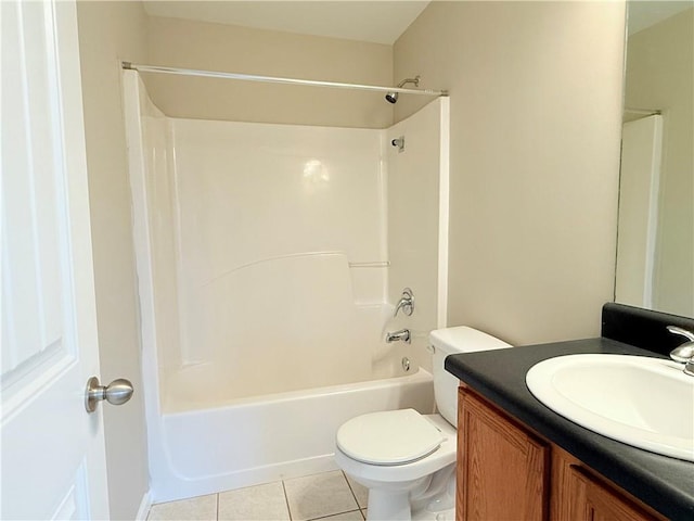 full bathroom featuring tile patterned flooring, vanity, toilet, and  shower combination