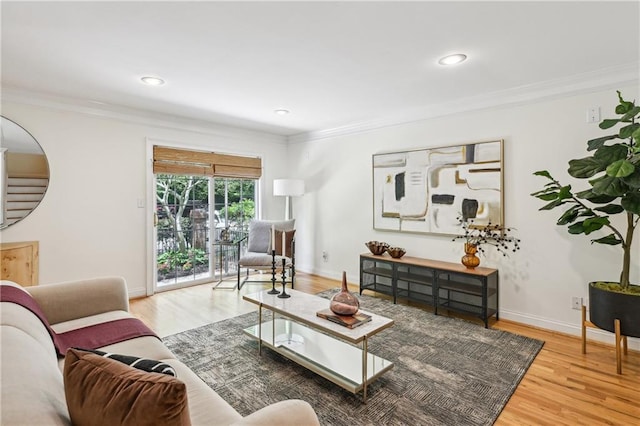 1634 Ponce De Leon Ave NE Unit 514, Atlanta, GA 30307 - living area featuring wood finished floors, crown molding, and recessed lighting