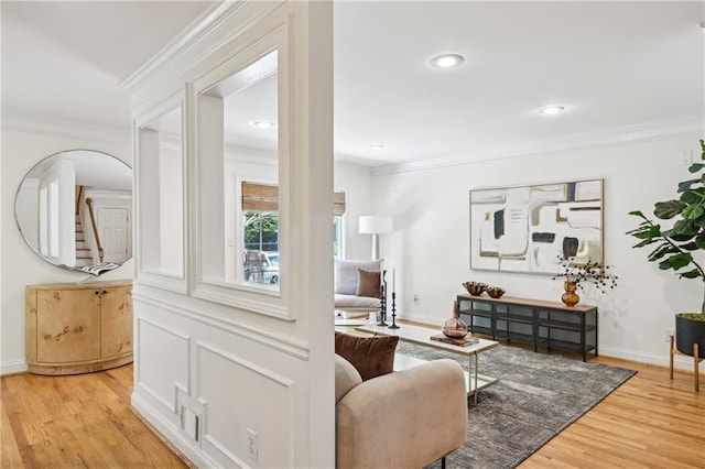 1634 Ponce De Leon Ave NE Unit 514, Atlanta, GA 30307 - living area featuring ornamental molding, wood finished floors, and recessed lighting