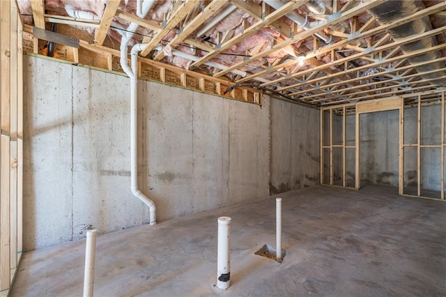 view of unfinished basement