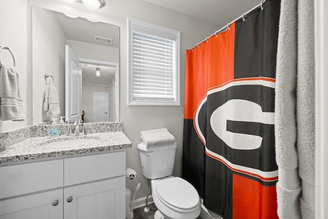2046 Westbrook Rd, Commerce, GA 30530 - bathroom with vanity, toilet, and a shower with curtain