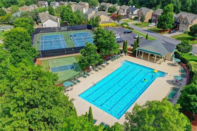 community pool with fence