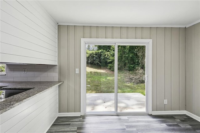 entryway with wood-type flooring