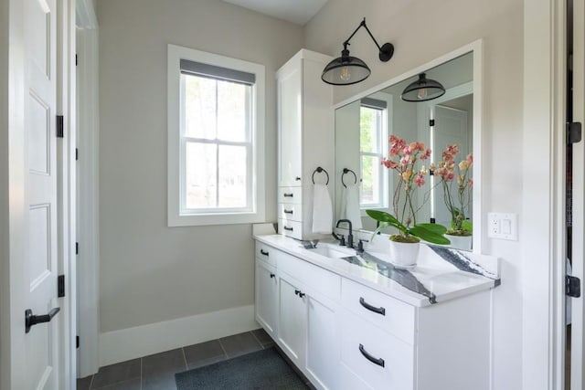 bathroom featuring tile patterned floors and vanity