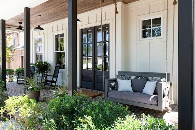 property entrance featuring french doors