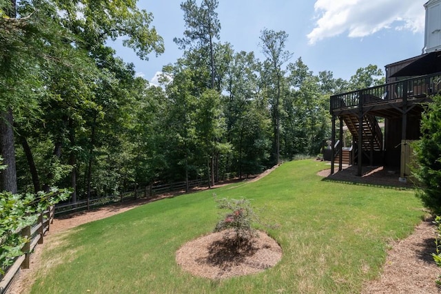 view of yard featuring a deck