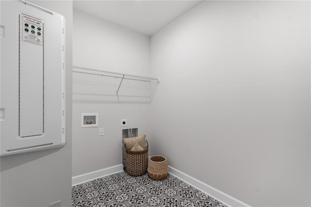 laundry room with hookup for a washing machine and hookup for an electric dryer