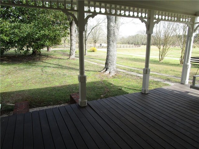 deck with a lawn