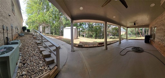 255 Carriage Station Dr, Lawrenceville, GA 30046 - view of patio / terrace with a ceiling fan and central AC unit