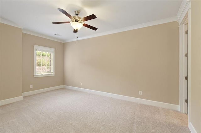 385 Windy Pines Trl, Roswell, GA 30075 - empty room featuring crown molding, light carpet, a ceiling fan, and baseboards