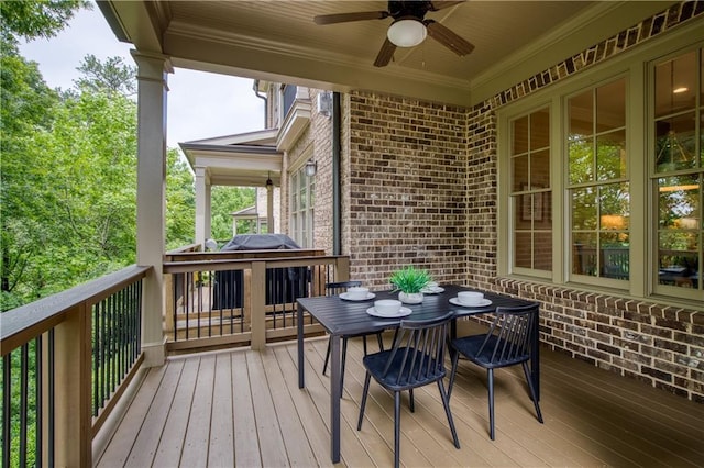 385 Windy Pines Trl, Roswell, GA 30075 - deck with a ceiling fan and outdoor dining space