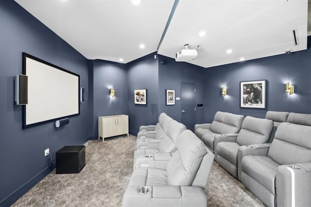 view of carpeted home theater room