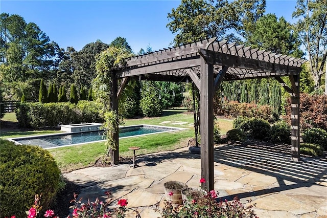 view of patio featuring a pergola