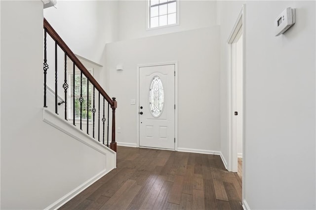 56 Sugar Leaf Ln, Jefferson, GA 30549 - entrance foyer with wood-type flooring, stairway, and a high ceiling